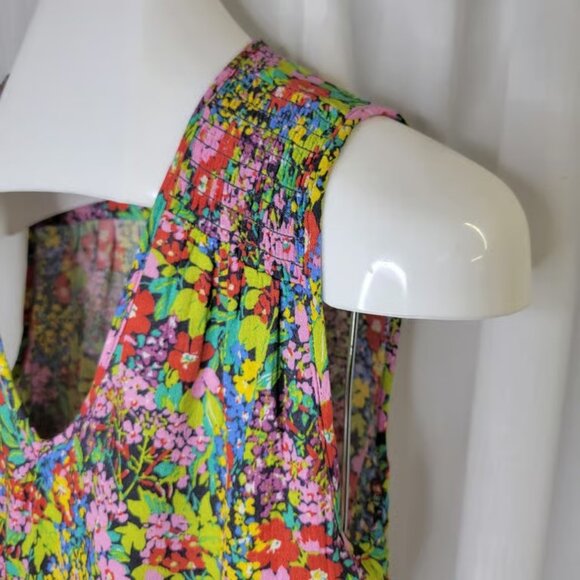 Rose & Rhyme Vibrant Floral Print w/ Rouching at Shoulders, L - Picture 4 of 7